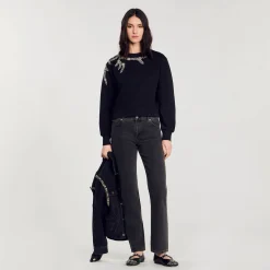 Sandro Paris Moletons-Moletom Com Bordado De Joias