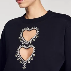 Sandro Paris Moletons-Moletom Com Coracoes Brilhantes