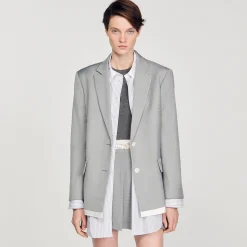 Sandro Paris Se Adequa-Paleto Com Acabamentos Acetinados