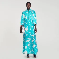 Sandro Paris Vestidos-Robe Longue Fluido A Imprime Fleuri