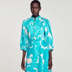 Sandro Paris Vestidos-Robe Longue Fluido A Imprime Fleuri
