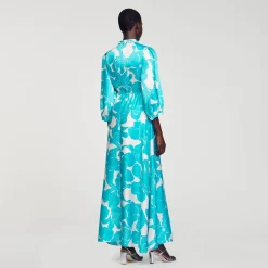 Sandro Paris Vestidos-Robe Longue Fluido A Imprime Fleuri