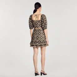 Sandro Paris Saias E Shorts-Saia Curta Com Bordado Ingles