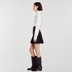 Sandro Paris Saias E Shorts-Saia Curta Com Pregas Acolchoadas