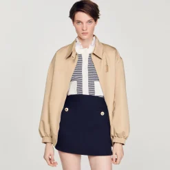 Sandro Paris Se Adequa-Saia Curta Em Sarja De La