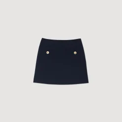 Sandro Paris Se Adequa-Saia Curta Em Sarja De La