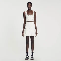 Sandro Paris Conjuntos-Saia De Malha Decorada Com Pingentes