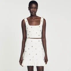 Sandro Paris Conjuntos-Saia De Malha Decorada Com Pingentes