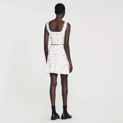 Sandro Paris Conjuntos-Saia De Malha Decorada Com Pingentes