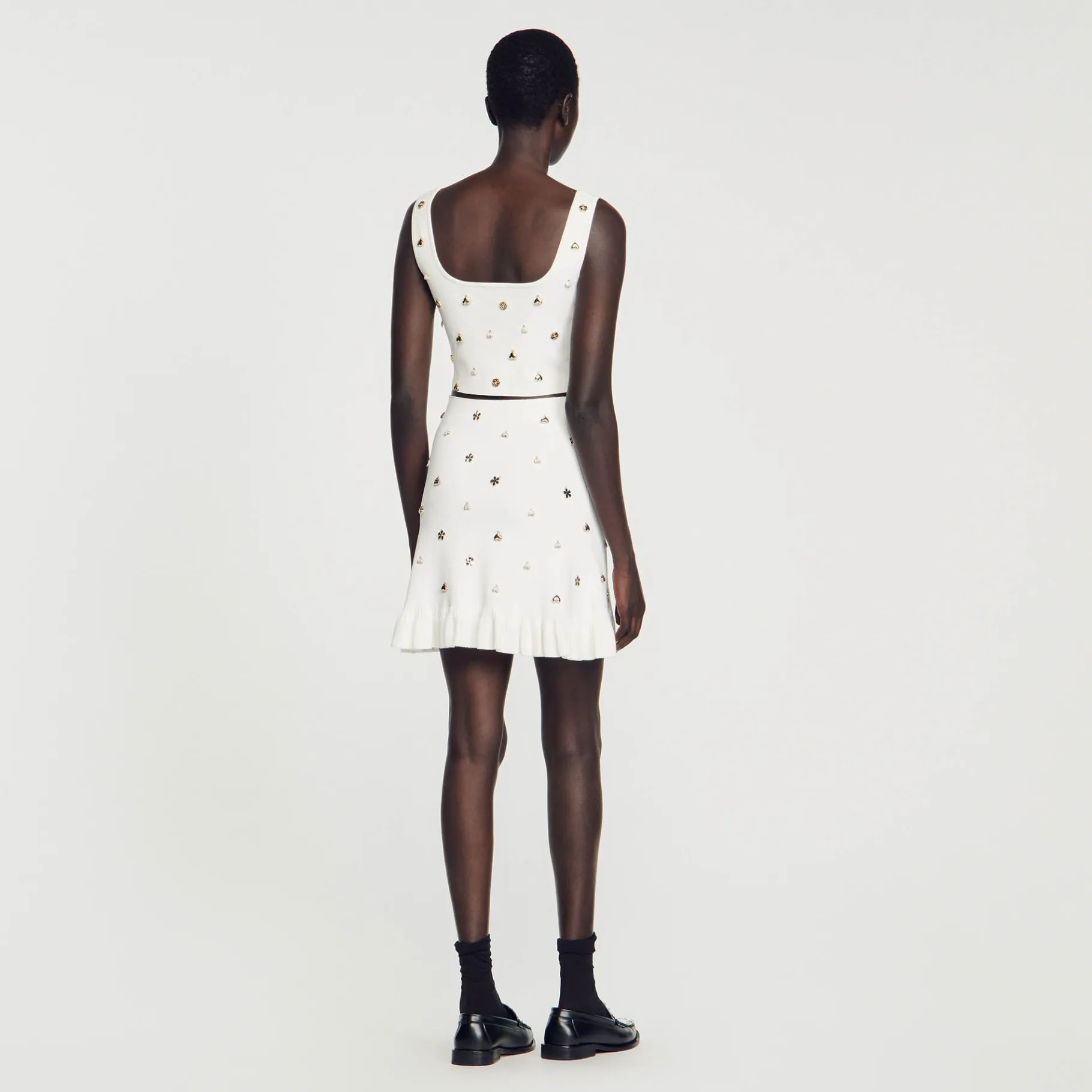 Sandro Paris Conjuntos-Saia De Malha Decorada Com Pingentes