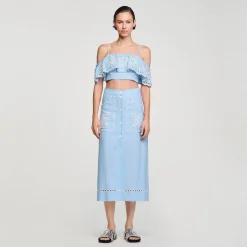 Sandro Paris Saias E Shorts-Saia Longa Bordada