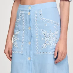 Sandro Paris Saias E Shorts-Saia Longa Bordada