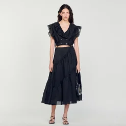 Sandro Paris Saias E Shorts-Saia Longa Com Babados