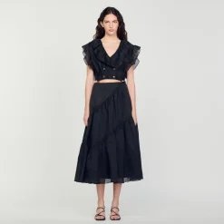 Sandro Paris Saias E Shorts-Saia Longa Com Babados