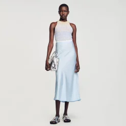 Sandro Paris Saias E Shorts-Saia Longa De Cetim