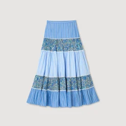 Sandro Paris Saias E Shorts-Saia Longa De Retalhos