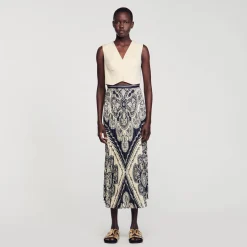 Sandro Paris Saias E Shorts-Saia Longa Esvoacante Com Bandana