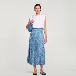 Sandro Paris Saias E Shorts-Saia Longa Fluida Com Estampa Floral