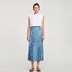 Sandro Paris Saias E Shorts-Saia Longa Fluida Com Estampa Floral