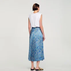 Sandro Paris Saias E Shorts-Saia Longa Fluida Com Estampa Floral