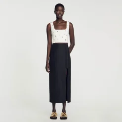Sandro Paris Saias E Shorts-Saia Midi Com Fenda