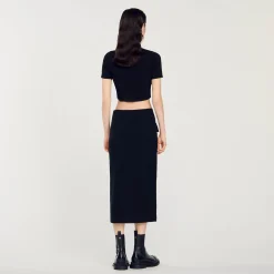 Sandro Paris Saias E Shorts-Saia Midi De Tweed