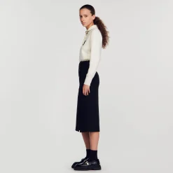 Sandro Paris Saias E Shorts-Saia Midi De Tweed