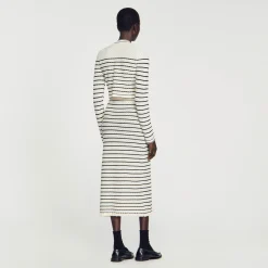 Sandro Paris Conjuntos-Saia Midi Em Malha Listrada