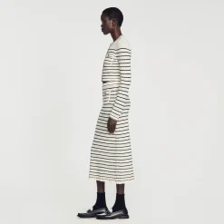 Sandro Paris Conjuntos-Saia Midi Em Malha Listrada