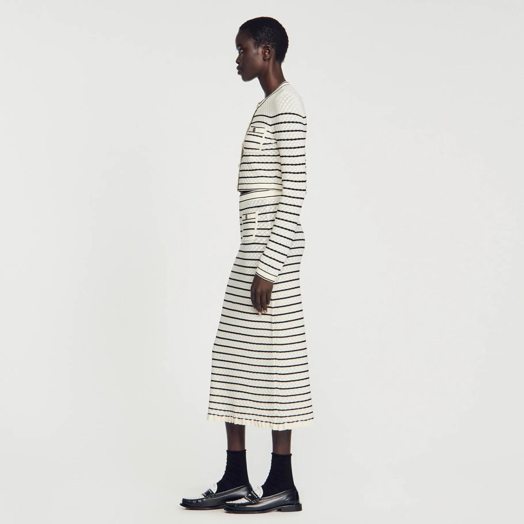 Sandro Paris Conjuntos-Saia Midi Em Malha Listrada