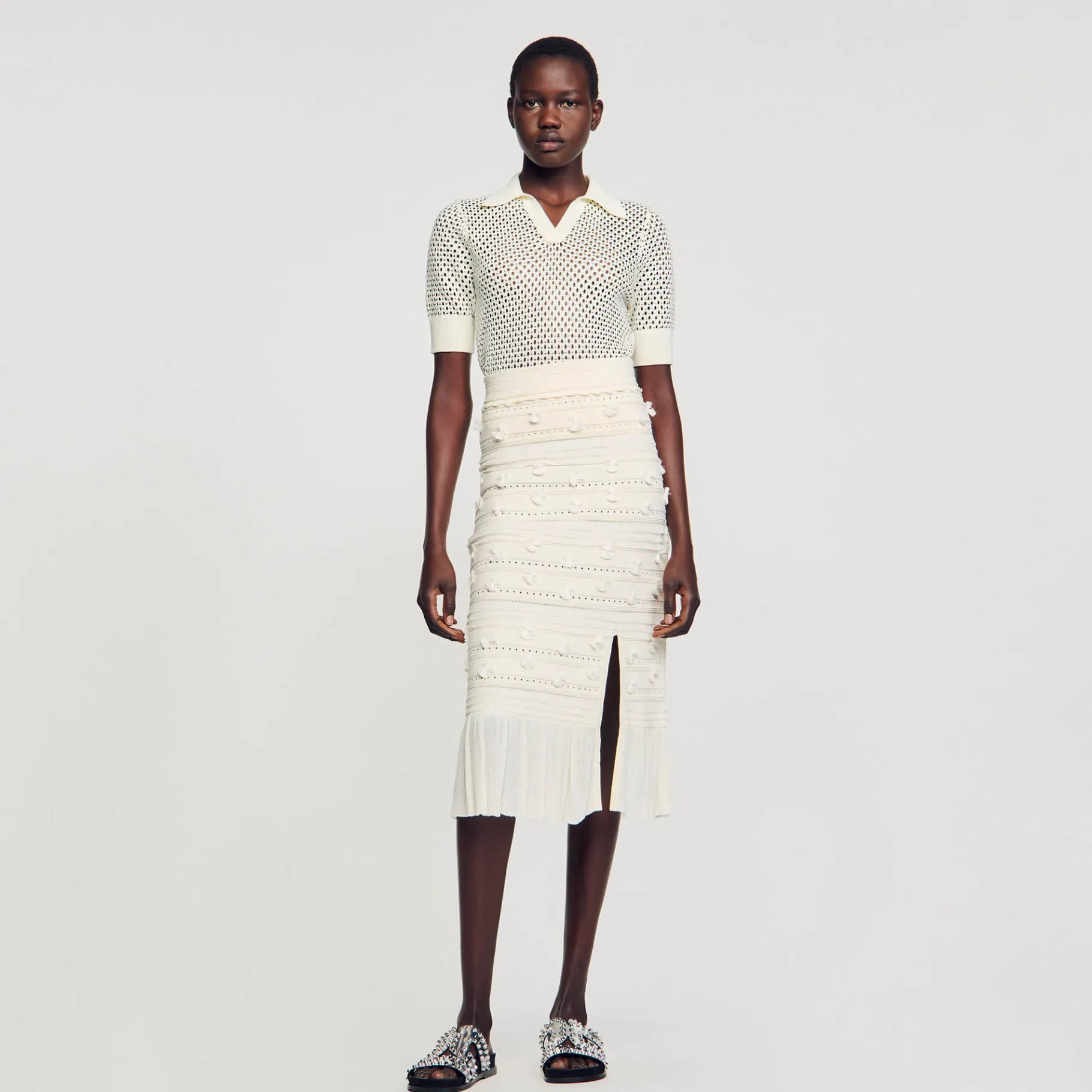 Sandro Paris Conjuntos-Saia Midi Em Malha Perfurada