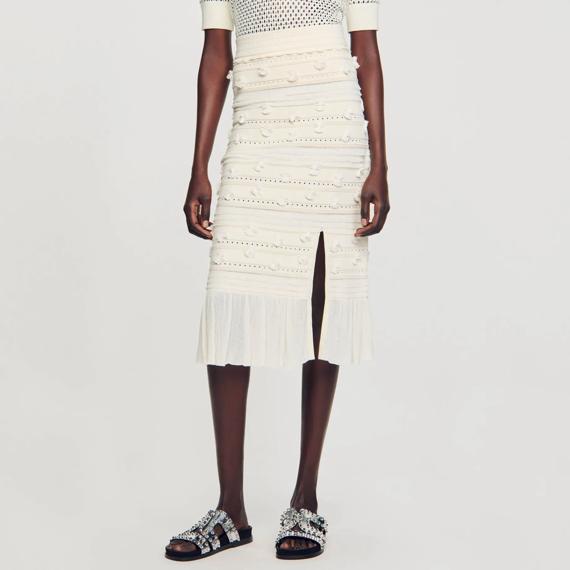 Sandro Paris Conjuntos-Saia Midi Em Malha Perfurada