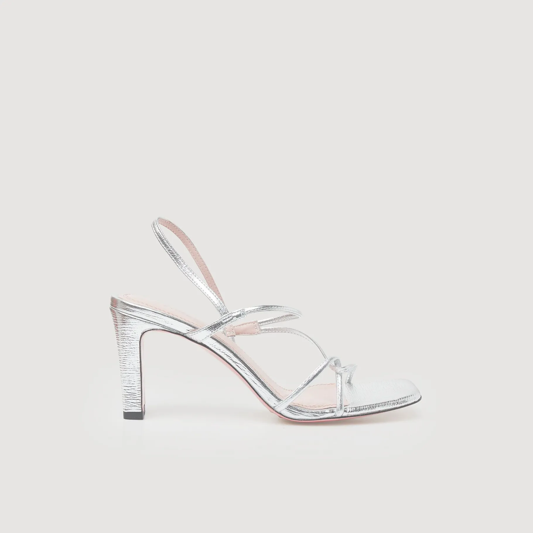 Sandro Paris Sandálias De Salto Alto-Sandálias De Couro Metalico