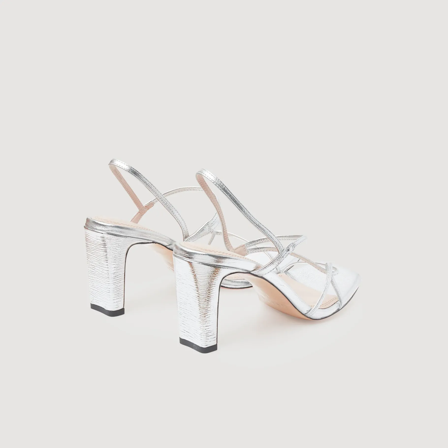 Sandro Paris Sandálias De Salto Alto-Sandálias De Couro Metalico