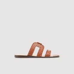 Sandro Paris Sandálias-Sandálias Planas De Couro Perfurado