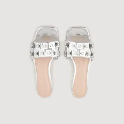 Sandro Paris Sandálias De Salto Alto-Sapato Tipo Slingback Em Couro Metalizado