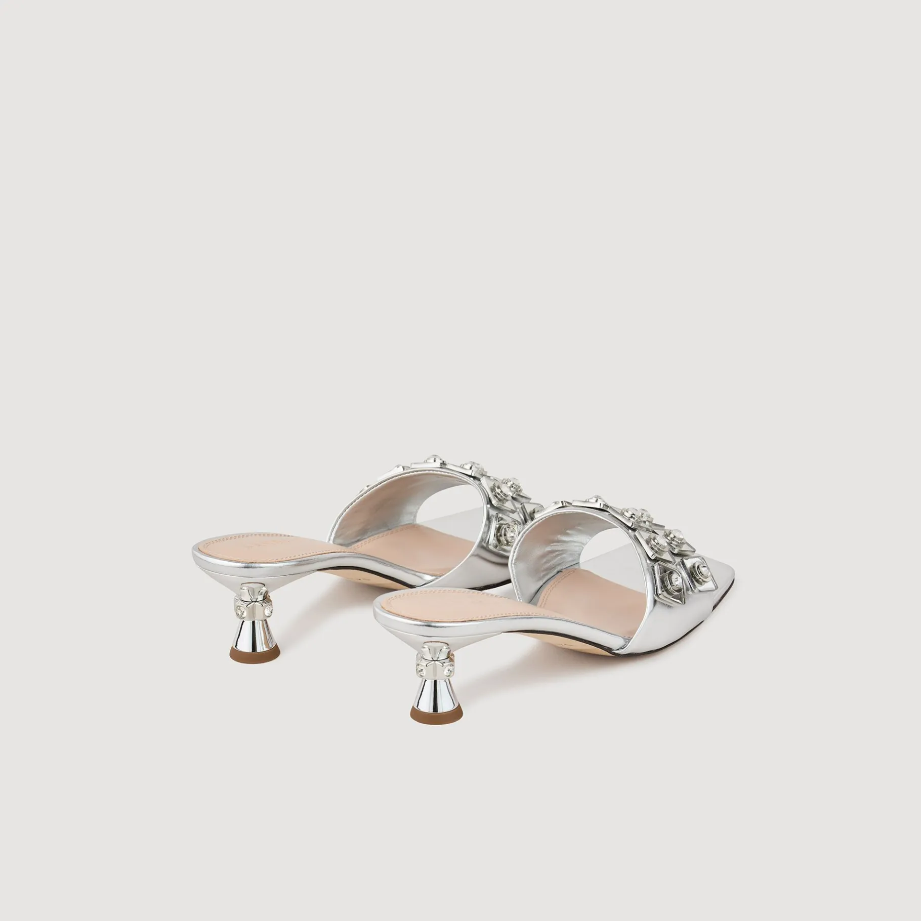 Sandro Paris Sandálias De Salto Alto-Sapato Tipo Slingback Em Couro Metalizado