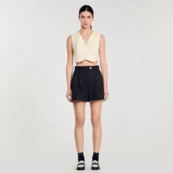 Sandro Paris Saias E Shorts-Shorts De Gabardina