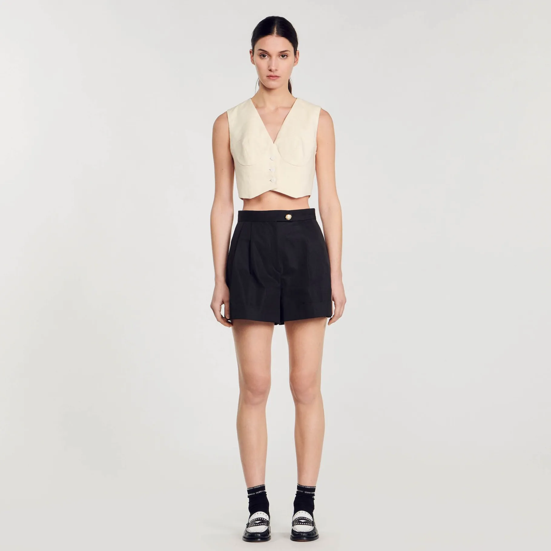 Sandro Paris Saias E Shorts-Shorts De Gabardina