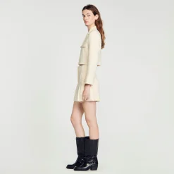 Sandro Paris Se Adequa-Shorts De Tweed Com Cintura Alta