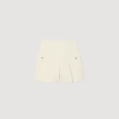 Sandro Paris Se Adequa-Shorts De Tweed Com Cintura Alta