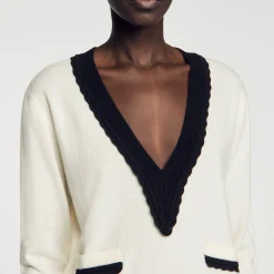 Sandro Paris Suéteres E Cardigans-Sueter Bicolor Com Decote Em V