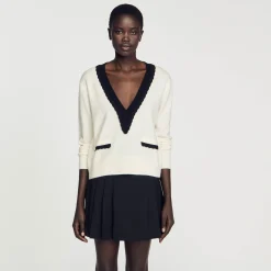 Sandro Paris Suéteres E Cardigans-Sueter Bicolor Com Decote Em V