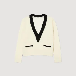 Sandro Paris Suéteres E Cardigans-Sueter Bicolor Com Decote Em V