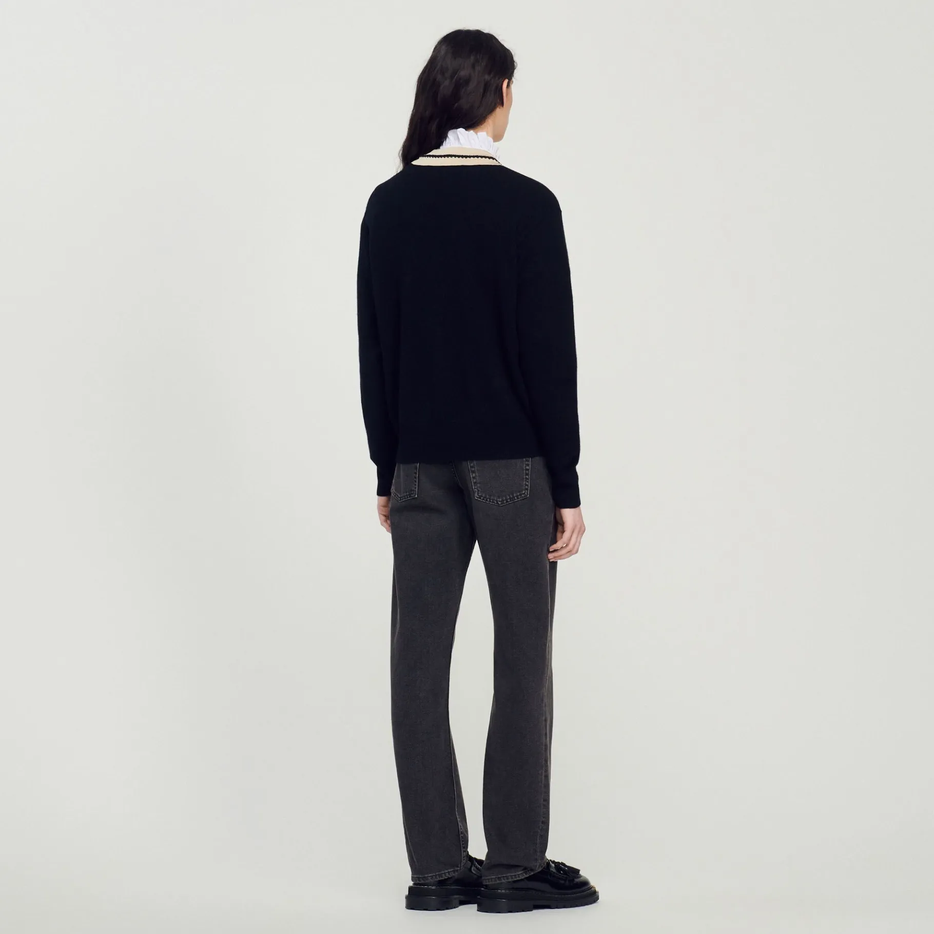 Sandro Paris Suéteres E Cardigans-Sueter Contrastante Com Decote Em V