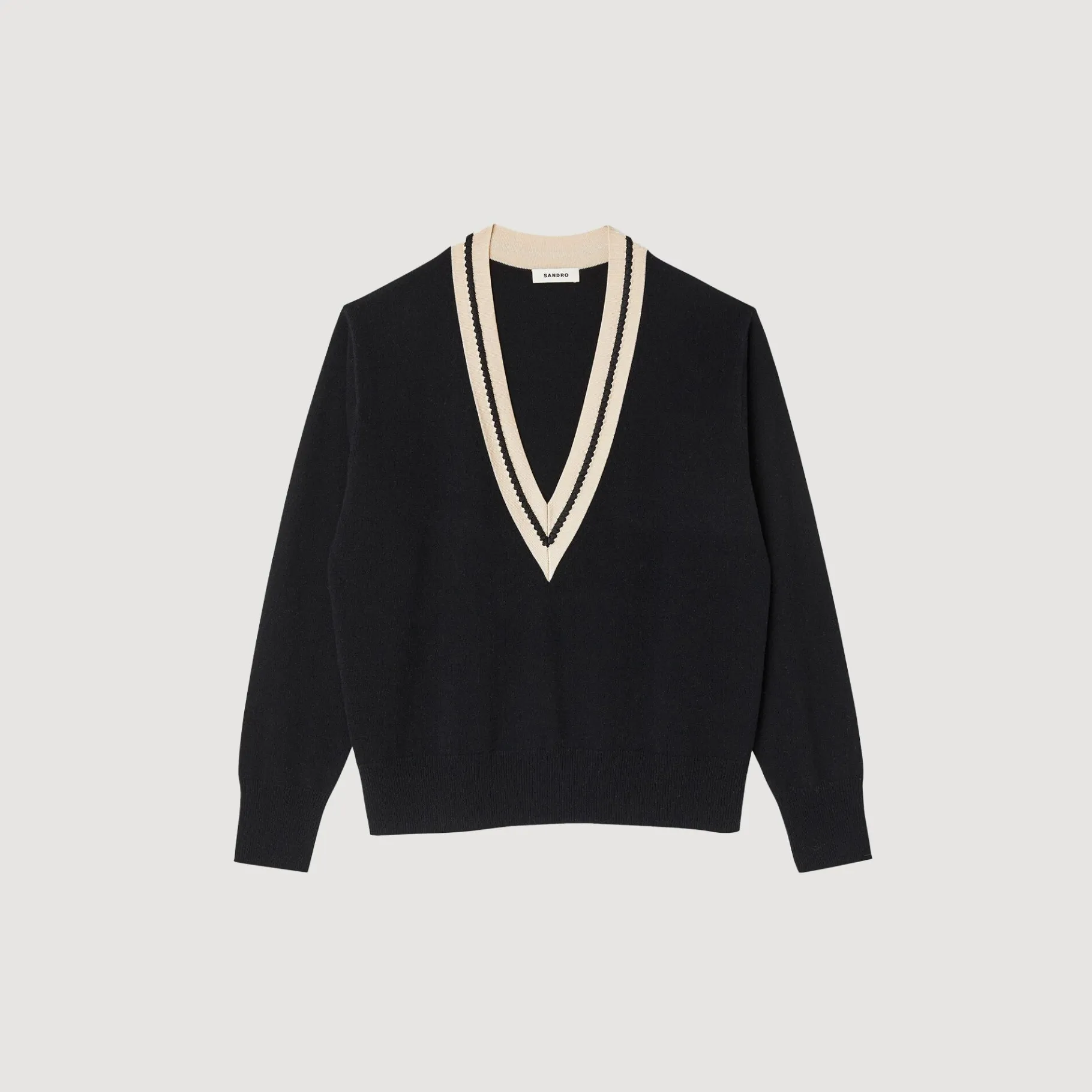 Sandro Paris Suéteres E Cardigans-Sueter Contrastante Com Decote Em V