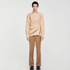 Sandro Paris Suéteres E Coletes-Sueter De Algodao Em Croche Espiral