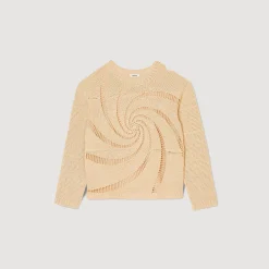 Sandro Paris Suéteres E Coletes-Sueter De Algodao Em Croche Espiral