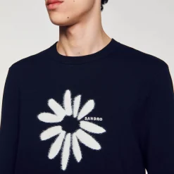 Sandro Paris Suéteres E Coletes-Sueter Jacquard Com Flor