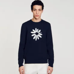 Sandro Paris Suéteres E Coletes-Sueter Jacquard Com Flor